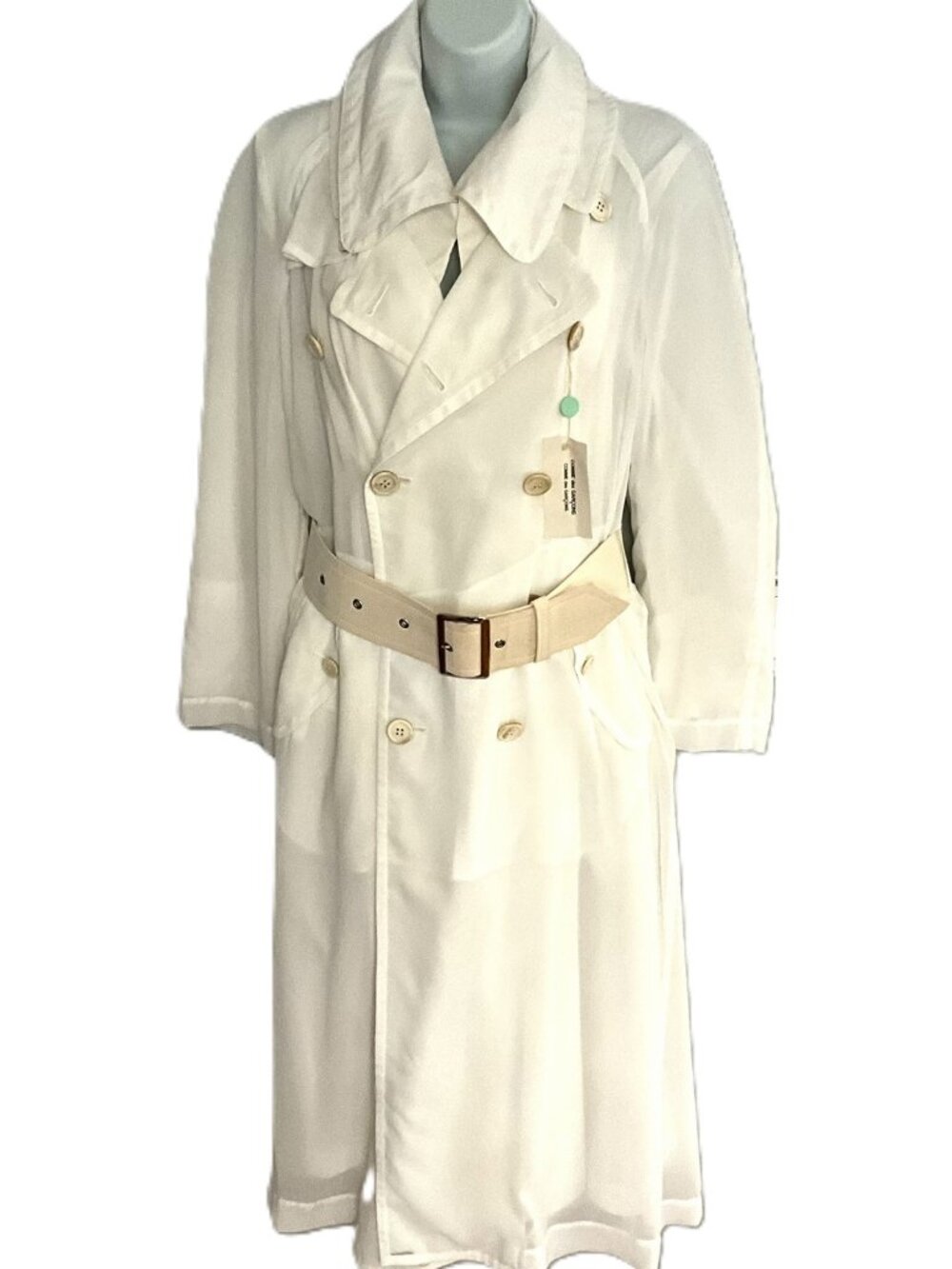 COMME des Garcons Layered Convertible Trench Coat White Belted Size S Japan